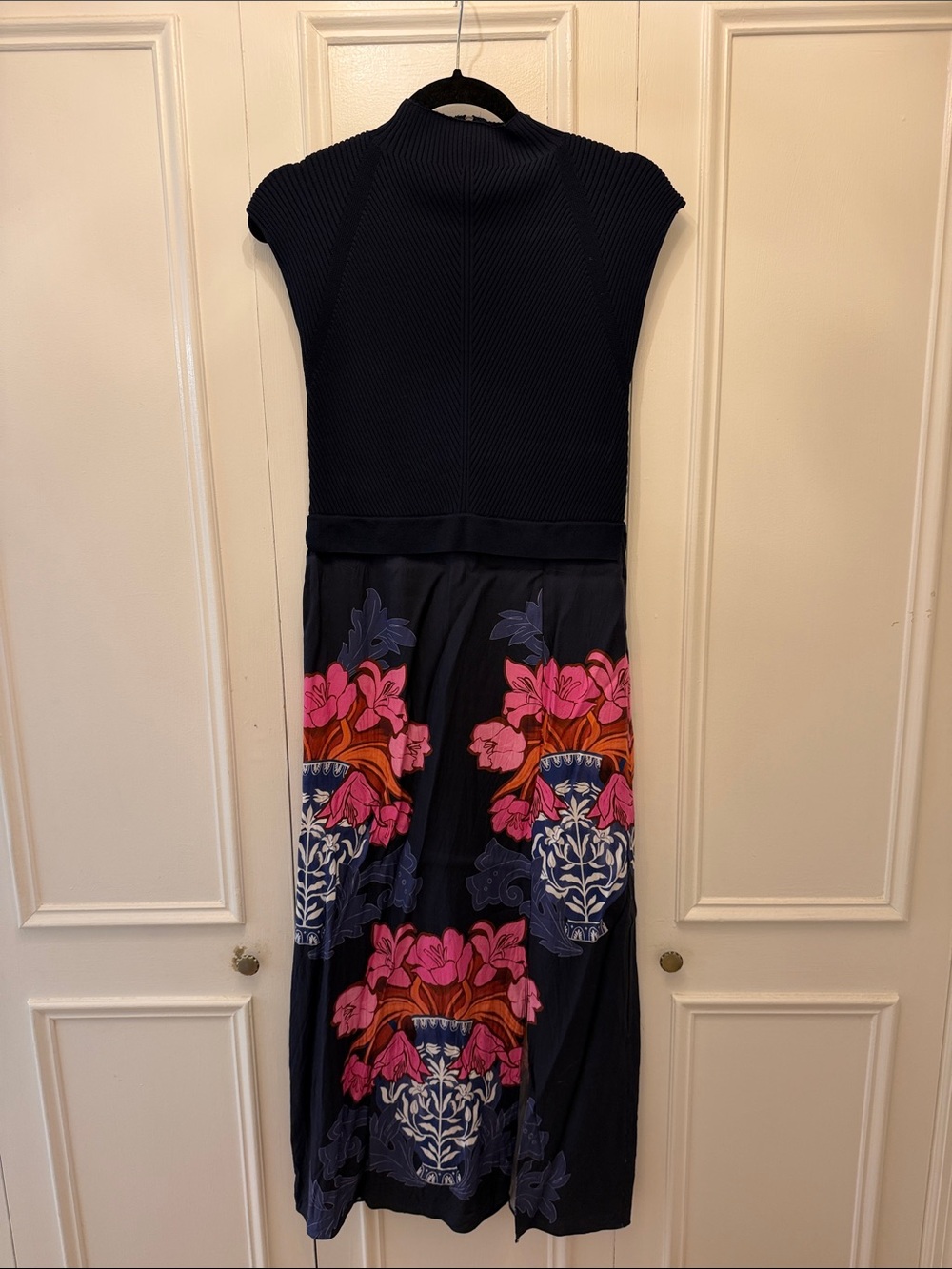 Ted Baker Navy Midi Dress with Pink and Orange Floral Print